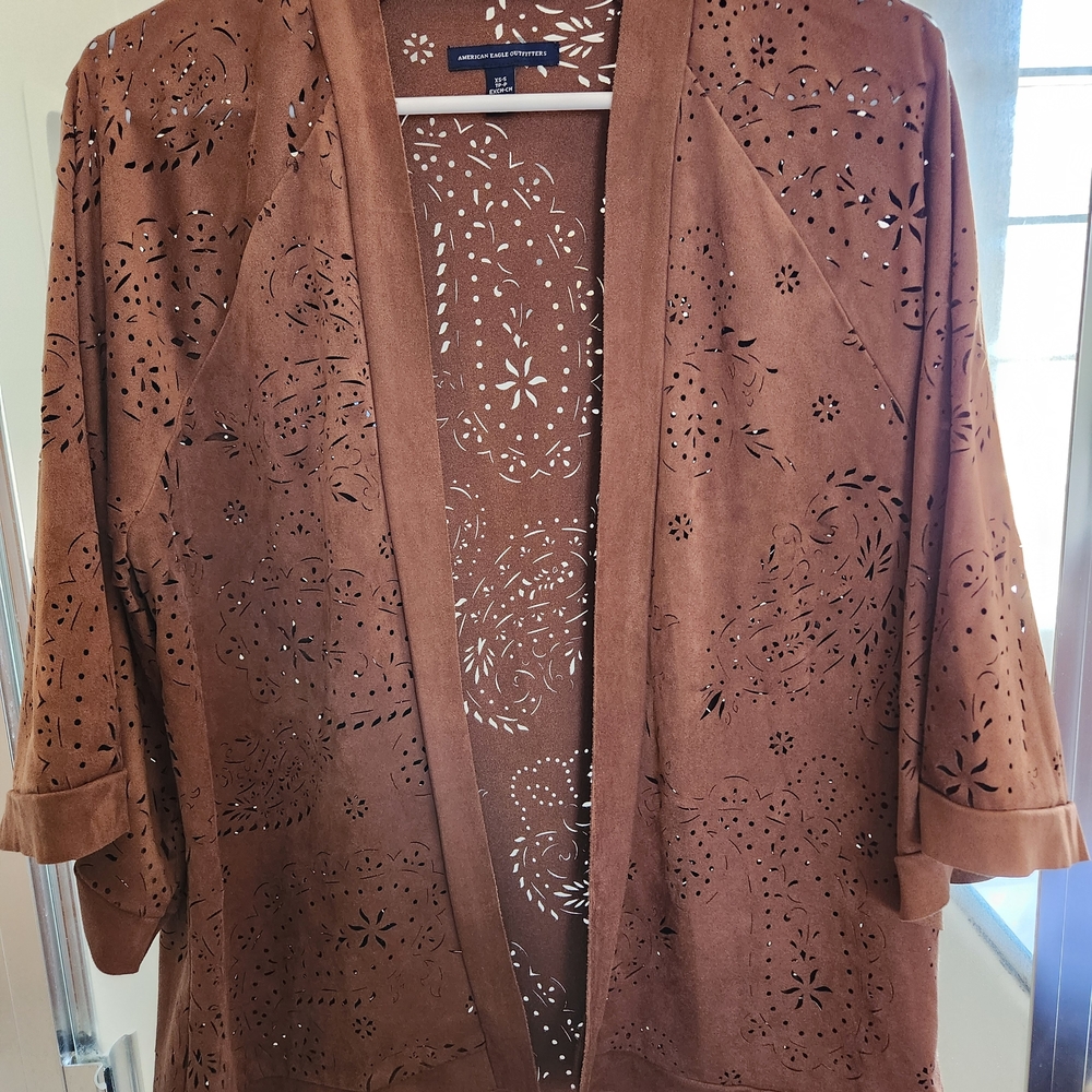 American Eagle Outfitters Brown Kimono with Cutout Design